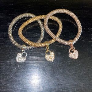 3/$15 New heart charm bracelets (3) never worn